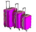A set of pink suitcases on wheels. Baggage. Travel suitcase isolated on white background