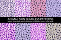 Set Pink violet animal skin Seamless Pattern vector texture eps 10 illustration Leopard repeating background Royalty Free Stock Photo