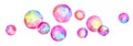 A set of pink watercolor soap bubbles isolated on a white background. Hand drawn watercolour colorful elements in a row