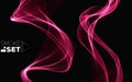 Set of pink waves flow smooth abstract background template Royalty Free Stock Photo