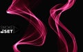 Set of pink waves flow smooth abstract background template