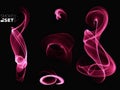 Set of pink waves flow smooth sky abstract background