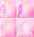 Set of pink winter backgrounds