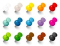 Set Pins With Shadow In Fifteen Colors