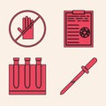 Set Pipette, No handshake, Clipboard with blood test results and Blood test and virus icon. Vector