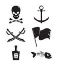Set of pirat accessories on white background.