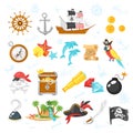 Set of pirate adventure icons