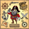 Set of pirate cartoon collection Royalty Free Stock Photo