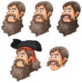 Set of pirate head cartoon Royalty Free Stock Photo