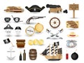 Set of pirate object tool on a white background