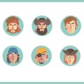 Set of pirates avatar heads flat icons