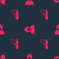 Set Pistol or gun and Censor and freedom of speech on seamless pattern. Vector