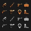 Set Pistol or gun, Weapon case, Gun magazine and bullets, Location with weapon, Revolver, Desert eagle, MP9I submachine
