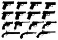 Set of pistols silhouettes Royalty Free Stock Photo