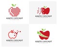 Set of Pixel Apple logo design vector template, Fruits Apple icon symbol Royalty Free Stock Photo