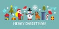 Set of pixel art christmas symbols and characters. Royalty Free Stock Photo