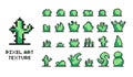 Set of pixel art green bushes on white background 8 bit isolated vector illustration Royalty Free Stock Photo