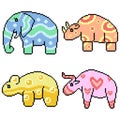 Set pixel art isolated cute patterned animal