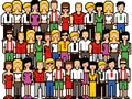 Set of pixel art people crowd vector illustration Royalty Free Stock Photo