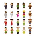 Set of pixel art people icons. Vector illustration decorative design Royalty Free Stock Photo