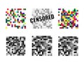 Set of Pixel censored signs. Black censor bar concept. Vector illustration. Royalty Free Stock Photo