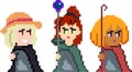 Set of pixel characters in art style