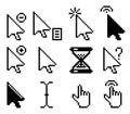 Set of pixel computer mouse cursor icons Royalty Free Stock Photo