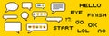 Set of pixel dialogue boxes different shapes. Chat speech bubbles, flash message frames with text or empty dialog communication Royalty Free Stock Photo