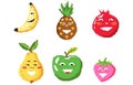 Set of pixel fruits and berries for games, applications or puzzles or cross stitch design. Pixelated style 8 bit icons