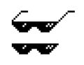 Set of pixel glasses in art style 8-bit. Thug life. Internet meme. Vector stock illustration