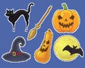 Set of pixel halloween stickers