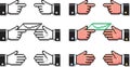 Set of Pixel Hand Cursors Pairs