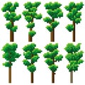 Set of pixel high tree.