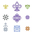 Set of pixel ornament elements