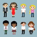 A set of pixel people in pairs. Royalty Free Stock Photo