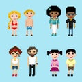A set of pixel people in pairs. Royalty Free Stock Photo