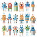 Set of pixel robots.