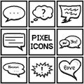 Set of pixel speech bubbles and dialog balloons