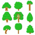 Set of 9 pixel trees