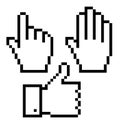 Set of pixelated hand icons,