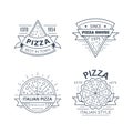 Set of Pizza Badge Design, Vector Line Art Illustration