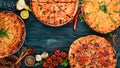 Set pizza. Italian cuisine. Top view. Royalty Free Stock Photo