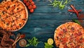 Set pizza. Italian cuisine. Top view. Royalty Free Stock Photo