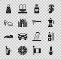 Set Pizza knife, Violin, Coffee moca pot, Perfume, Milan Cathedral, Woman shoe, Grater and Pasta spaghetti icon. Vector