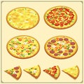 Set of pizza labels, badges, icons and design elements. Emblems for pizzeria. Royalty Free Stock Photo