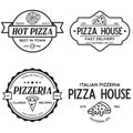 Set of pizza logo, badges, banners, emblems for fast food restaurant Royalty Free Stock Photo