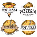 Set of pizza logo, badges, banners, emblems for fast food restaurant Royalty Free Stock Photo