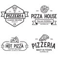 Set of pizza logo, badges, banners, emblems for fast food restaurant Royalty Free Stock Photo