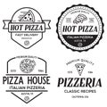 Set of pizza logo, badges, banners, emblems for fast food restaurant Royalty Free Stock Photo