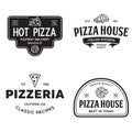 Set of pizza logo, badges, banners, emblems for fast food restaurant Royalty Free Stock Photo